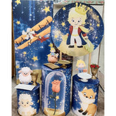 Aperturee Blue And Star Glitter Round Prince Birthday Backdrop Kit